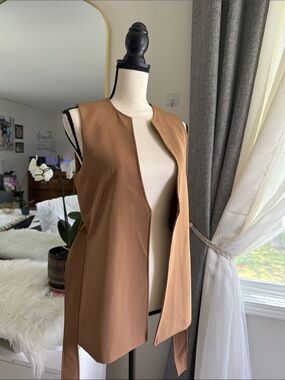 Sincerely Jules Camel Brown Sleeveless Long Vest